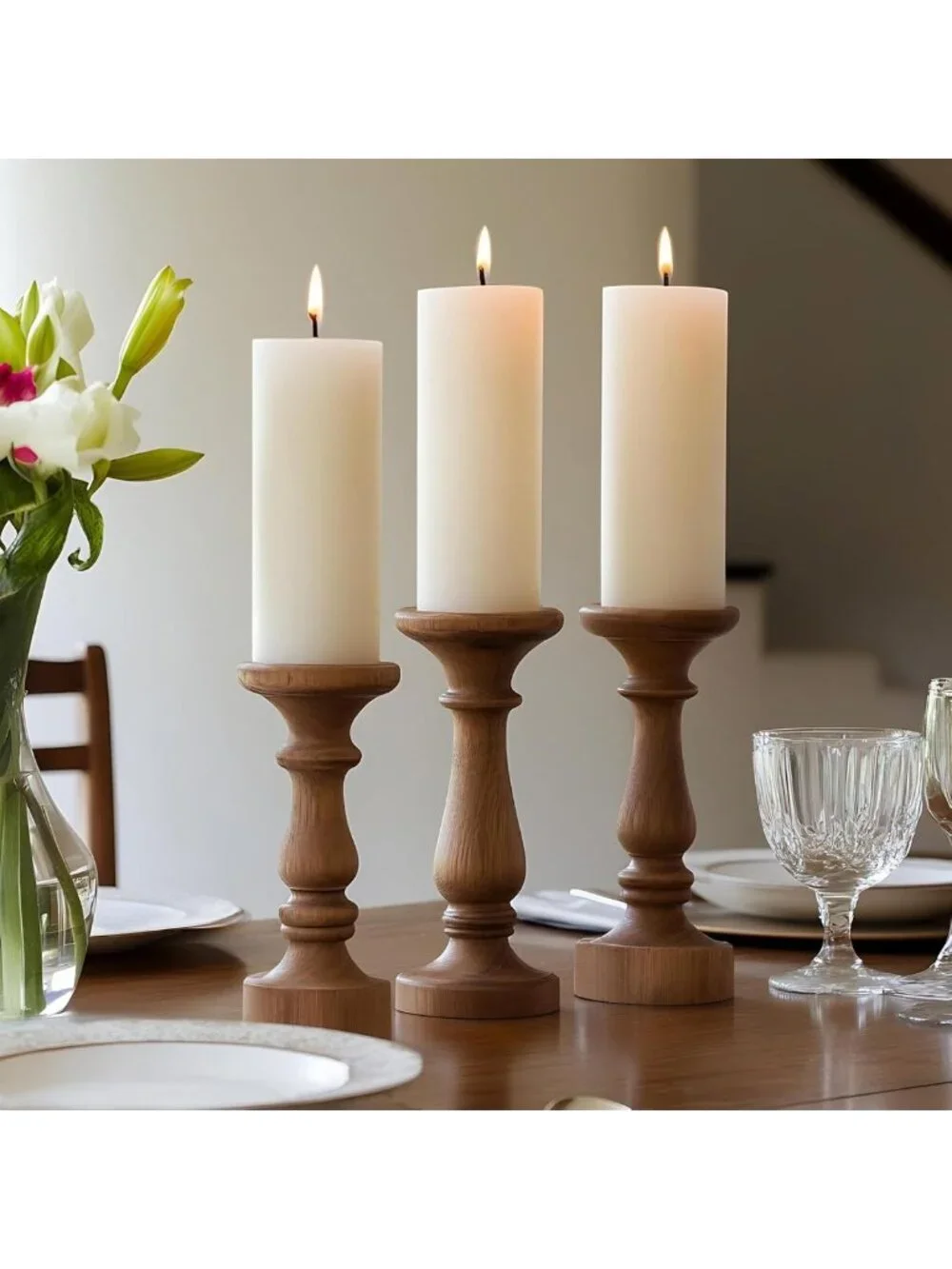 Set of 6 White Pillar Candles, 2.8x8 Inch Unscented, Perfect for Home Decor